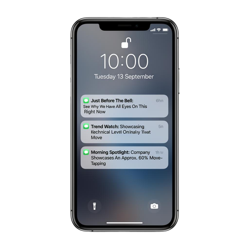 TopStocks SMS alerts on phone showing stock notifications